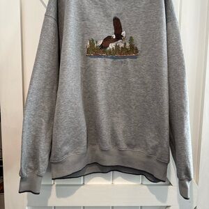 Men's Gray Crewneck Sweater with Eagle Design